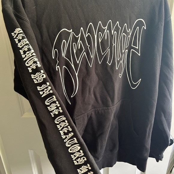 EUC Revenge hoodie xxxtentacion 2017 black & white outline "kill" hoodie. Size M - Picture 2 of 10